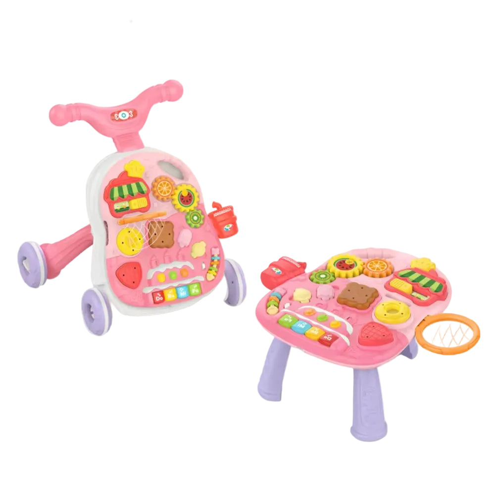 Huanger 2-in-1 Baby Walker and Activity Table – Pink