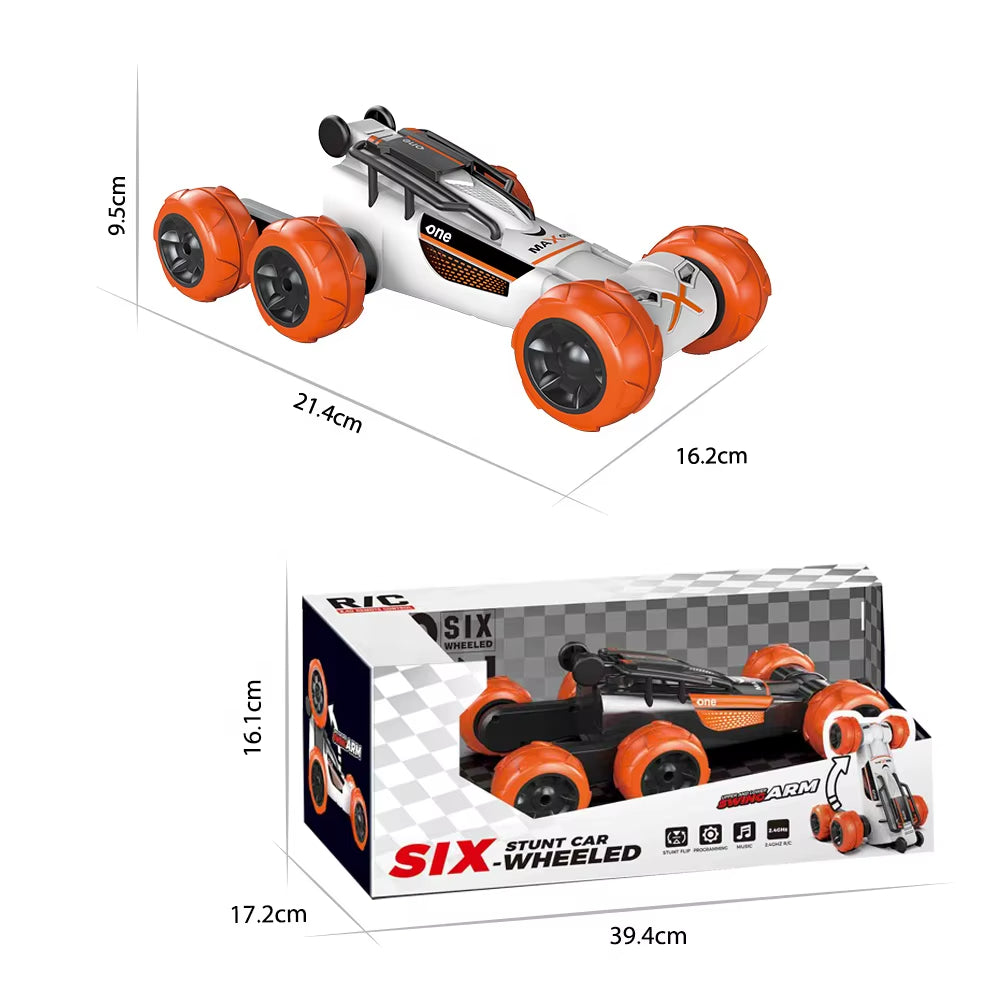 Six-Wheeled Stunt RC Car – White