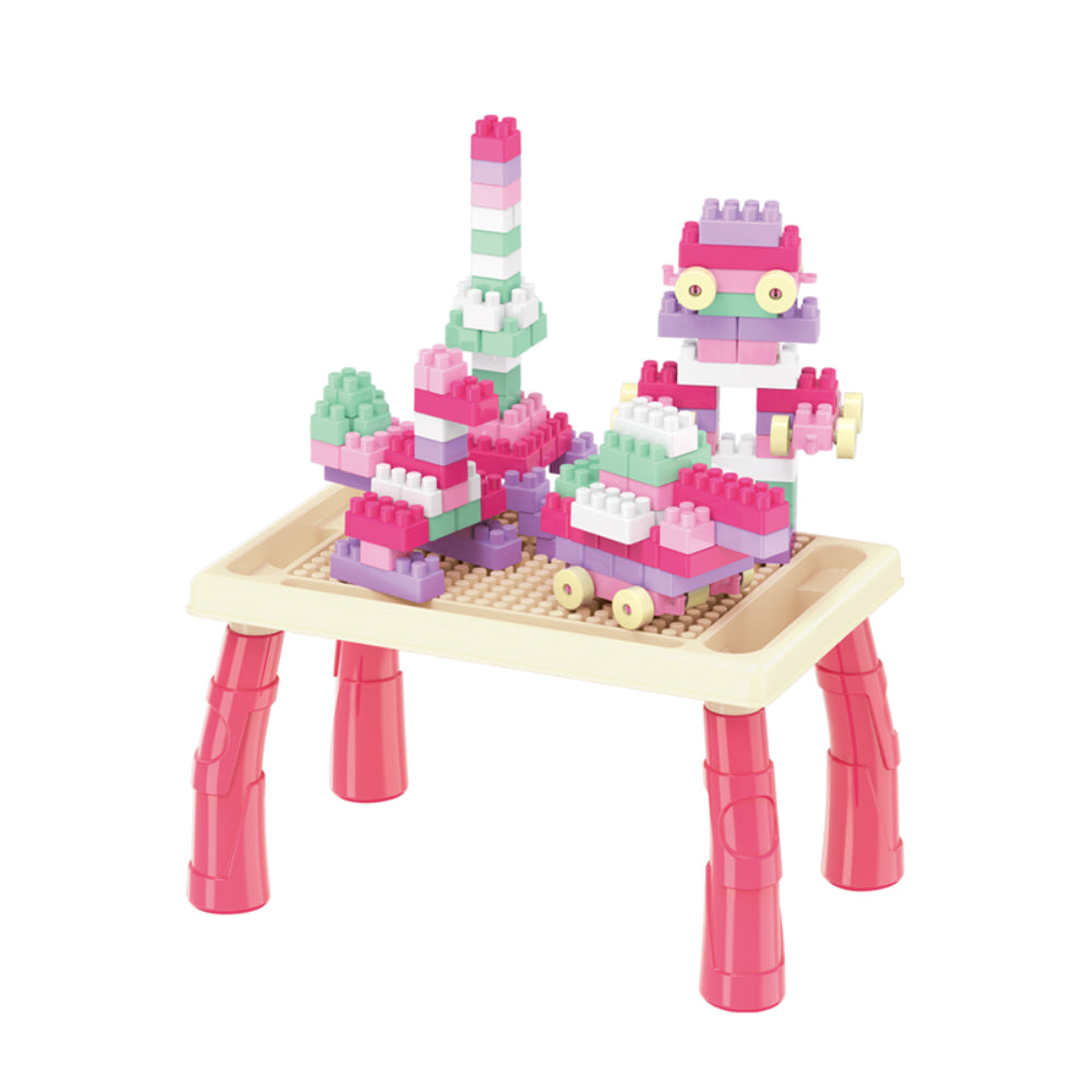 Building Blocks with Construction Table 100 Pcs – Pink