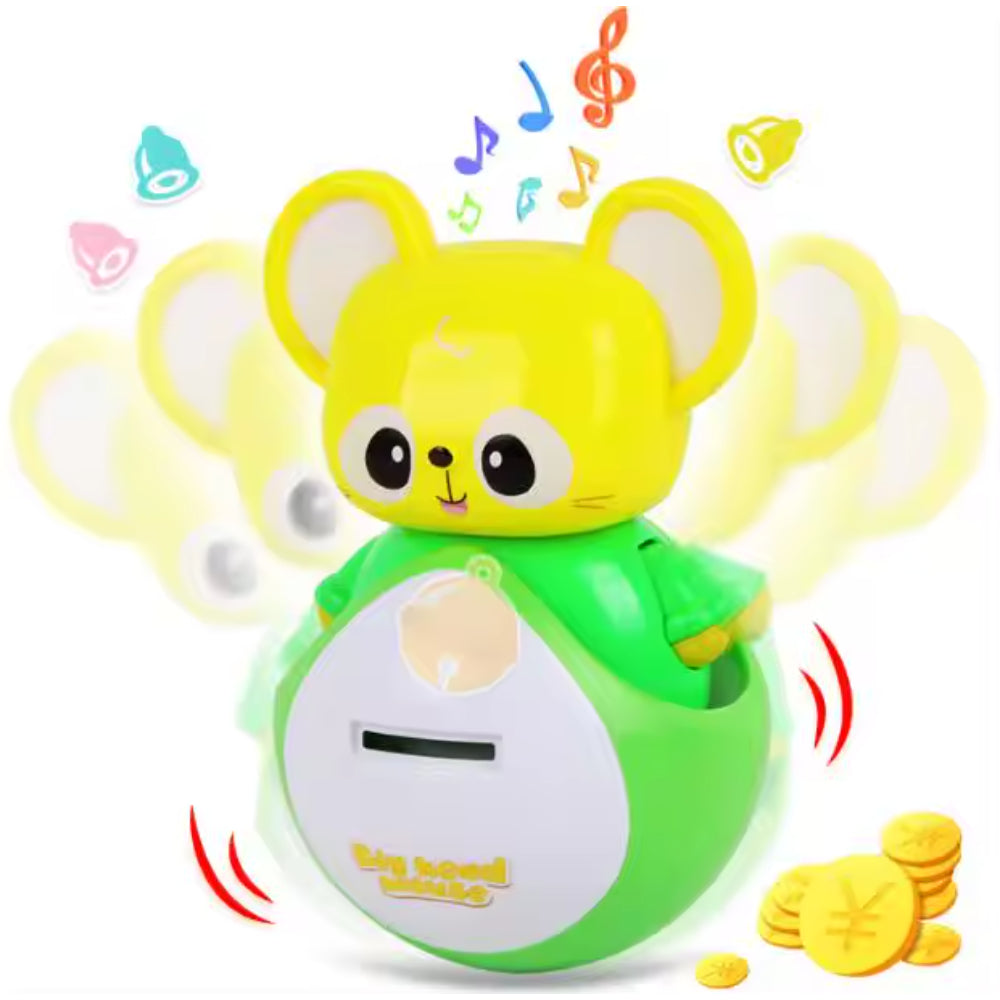 Happy Dance Saving Box (Big Head Mouse Coin Toy) – Green & Yellow