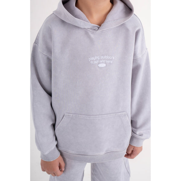 Boys Cotton Hooded Outfit Set – Grey