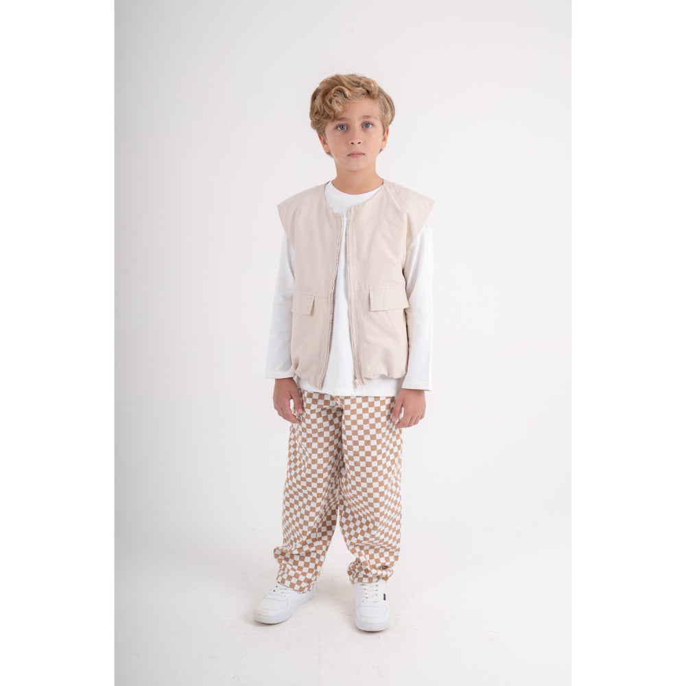 Unisex Gabardine Sleeveless Vest – Beige