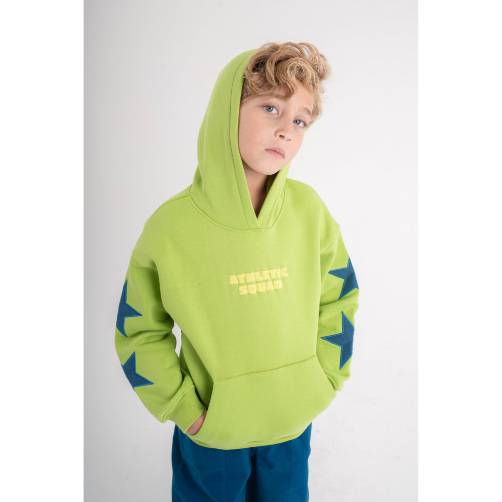 Unisex Cotton Hoodie – Green with "Athletic Squad" Print