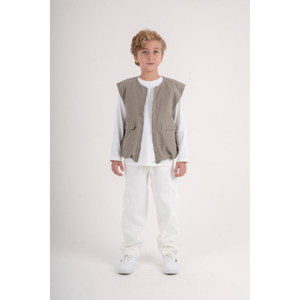 Unisex Gabardine Sleeveless Vest – Olive