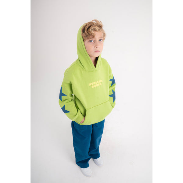Unisex Cotton Hoodie – Green with "Athletic Squad" Print