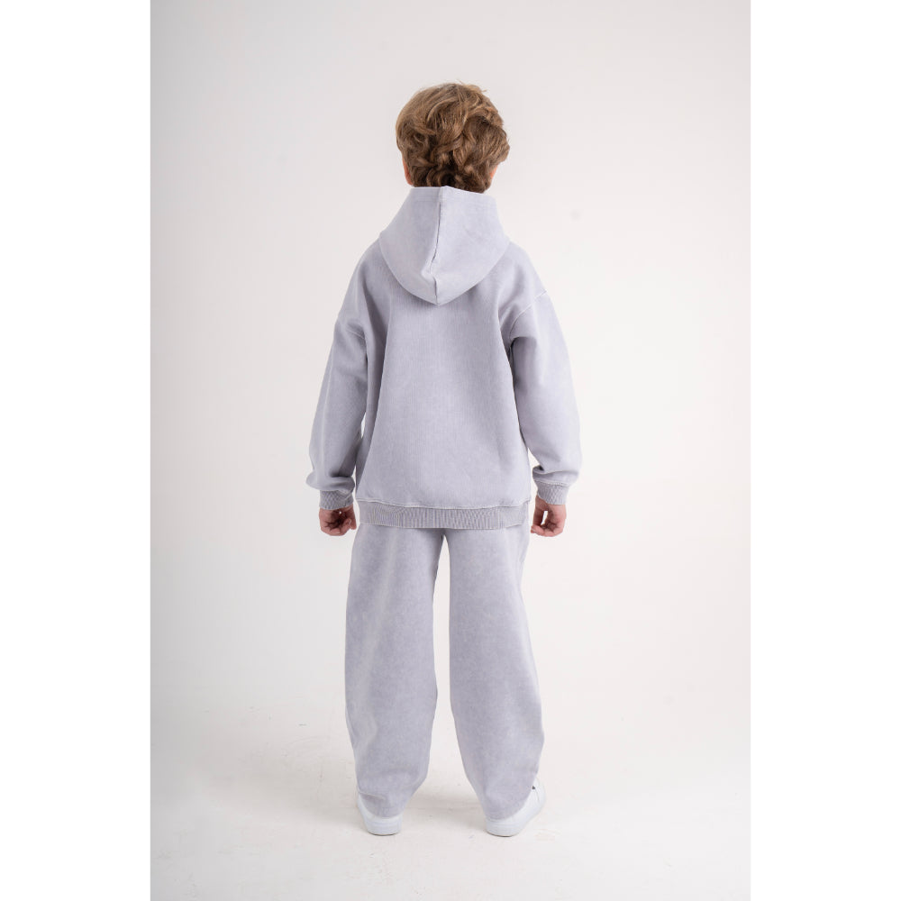 Boys Cotton Hooded Outfit Set – Grey