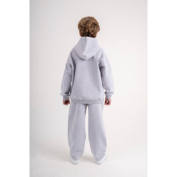 Boys Cotton Hooded Outfit Set – Grey