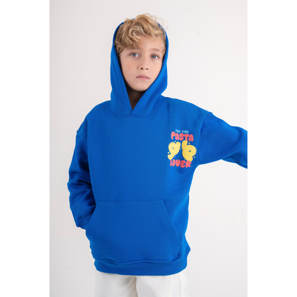 Unisex Fleece Hoodie – Blue with "Pasta Lover" Print