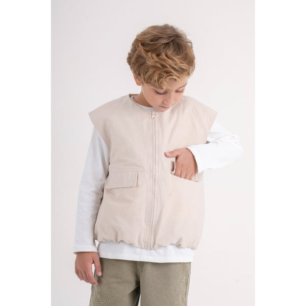 Unisex Gabardine Sleeveless Vest – Beige