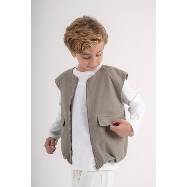 Unisex Gabardine Sleeveless Vest – Olive