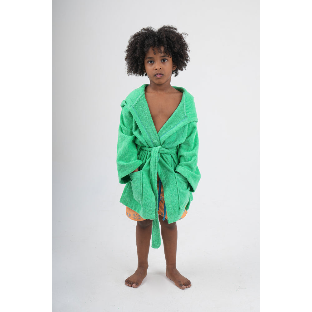Unisex Plush Swim Robe – Green Dinosaur