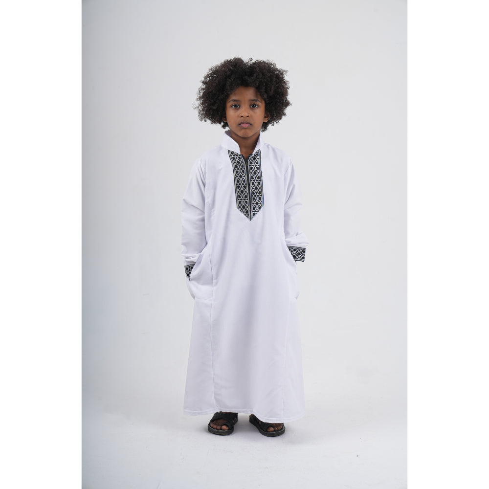 Boys Cotton Long-Sleeved Ramadan Jilbab – White