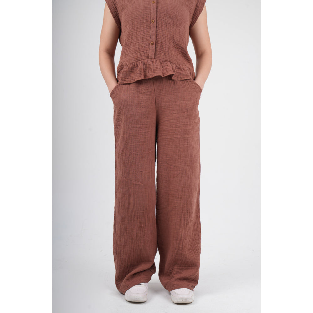 Girls Cotton Pants – Brown