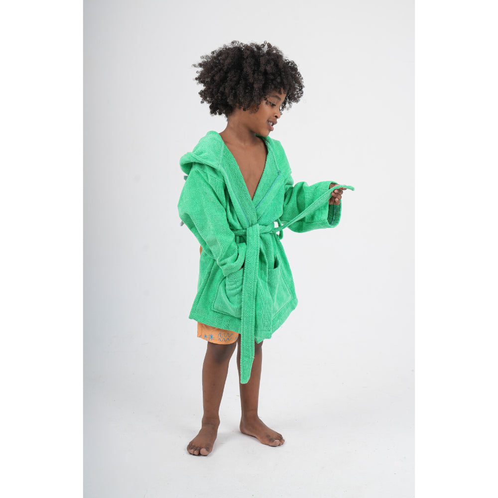 Unisex Plush Swim Robe – Green Dinosaur