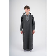 Boys Long-Sleeved Hooded Jilbab – Dark Grey