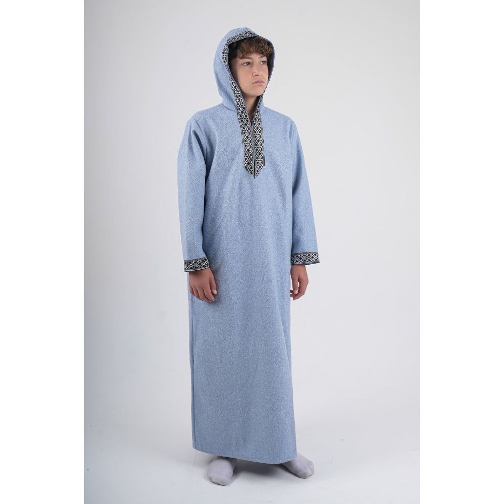 Boys Long-Sleeved Hooded Jilbab – Baby Blue - Party - Ourkids