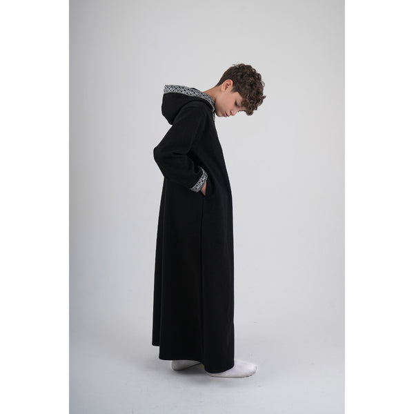 Boys Long-Sleeved Hooded Jilbab – Black