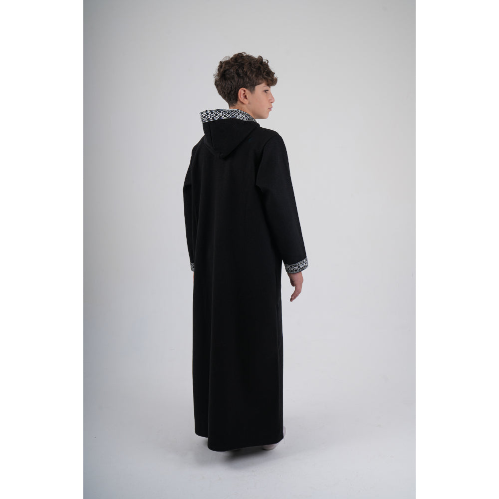 Boys Long-Sleeved Hooded Jilbab – Black