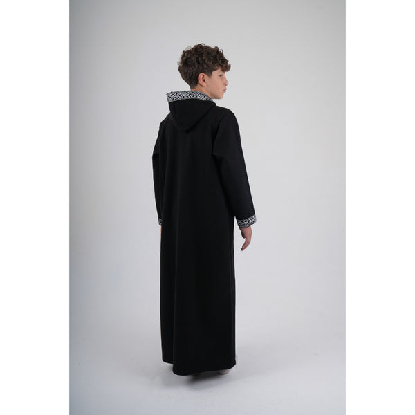 Boys Long-Sleeved Hooded Jilbab – Black