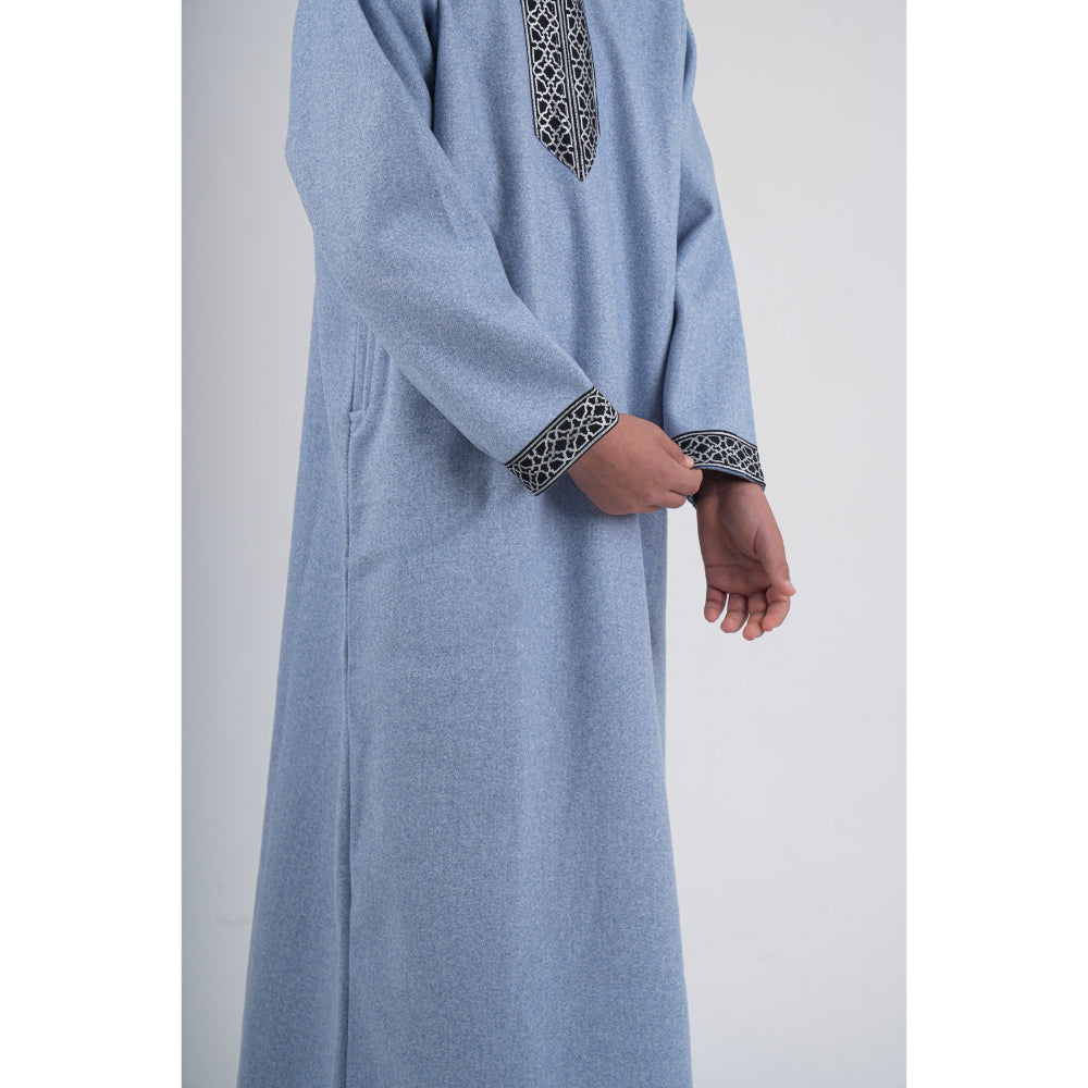 Boys Long-Sleeved Hooded Jilbab – Baby Blue