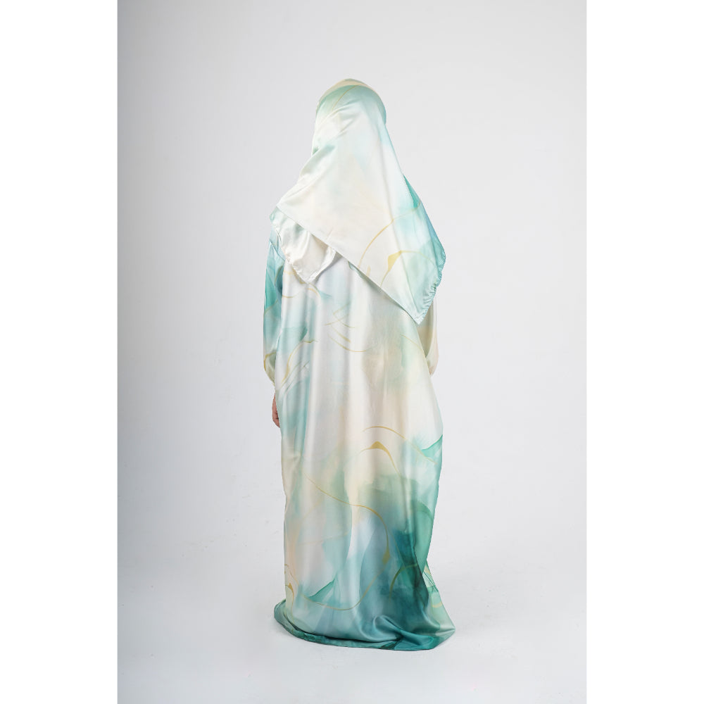 Girls Ramadan Isdal – Mint Tie Dye Print