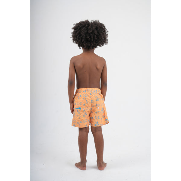 Baby Boys Swimsuit – Mustard with Palm Print