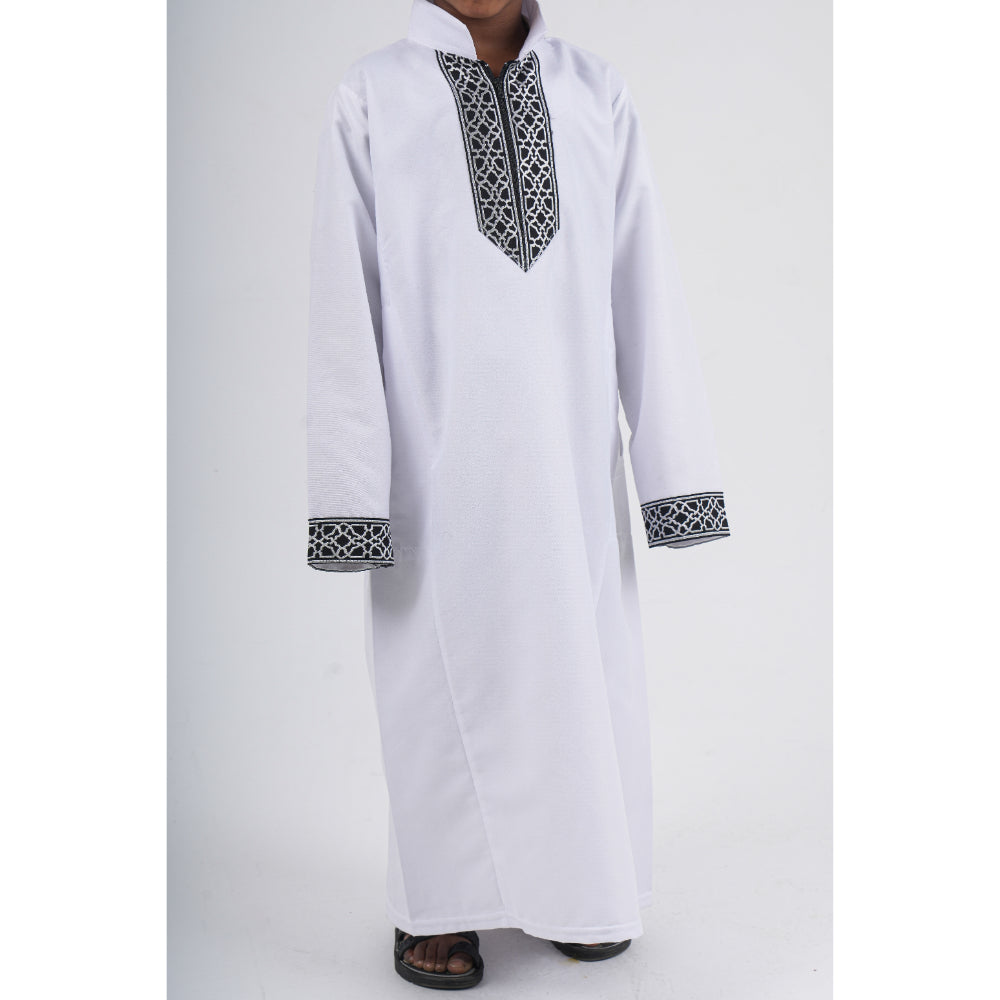 Boys Cotton Long-Sleeved Ramadan Jilbab – White