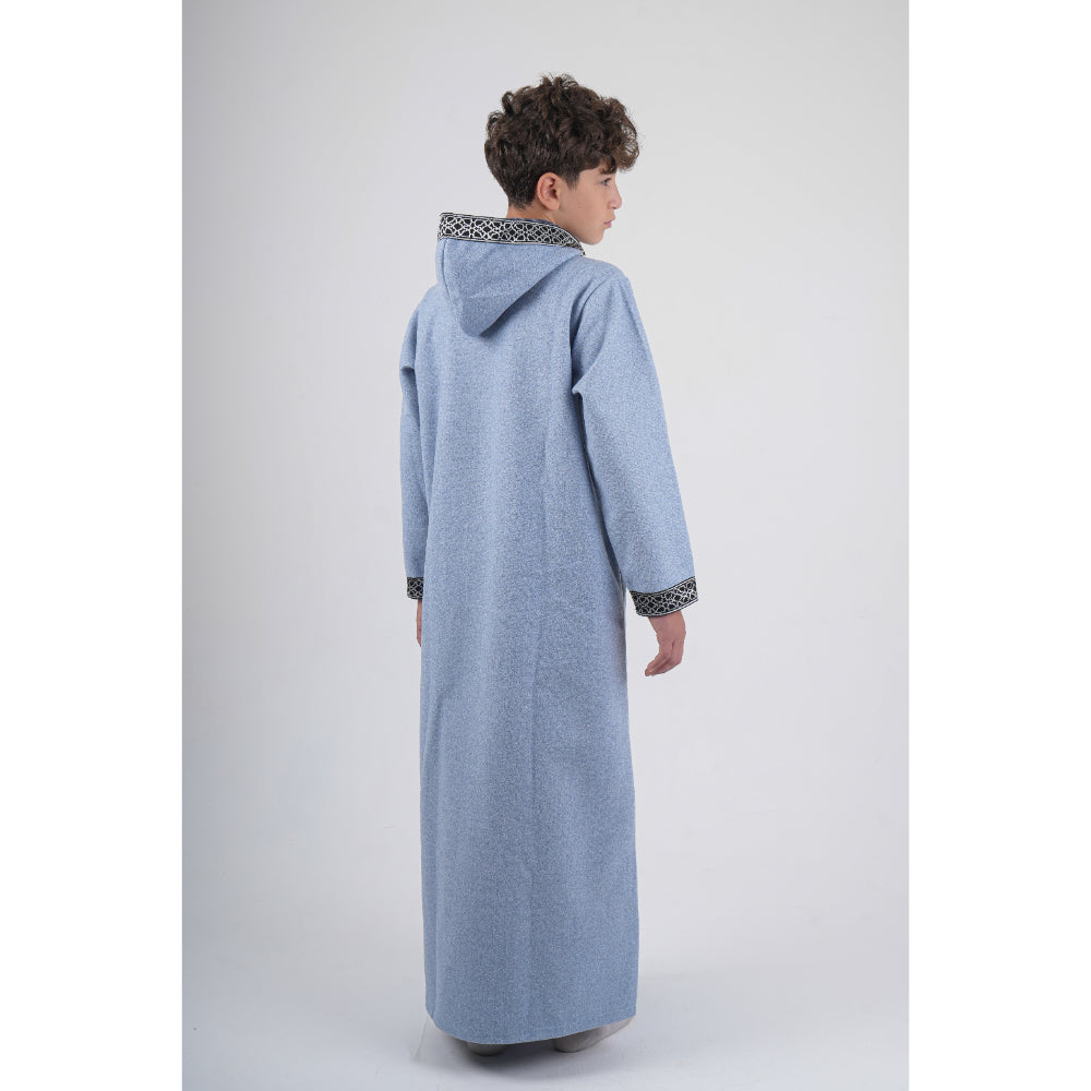 Boys Long-Sleeved Hooded Jilbab – Baby Blue
