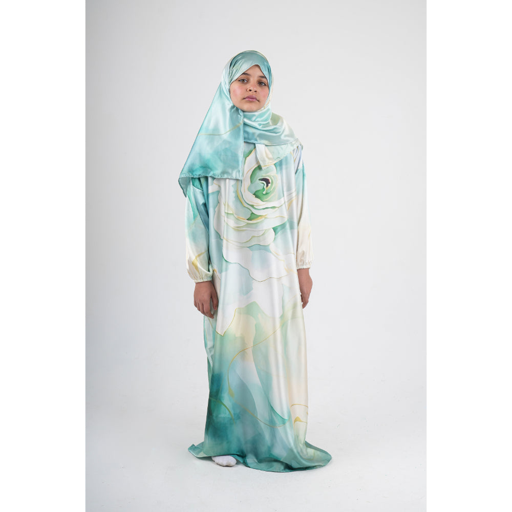 Girls Ramadan Isdal – Mint Tie Dye Print - Party - Kids Me