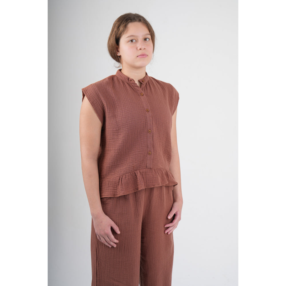 Girls Cotton Pants – Brown