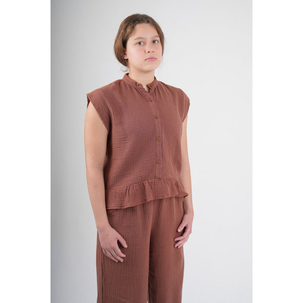 Girls Cotton Pants – Brown