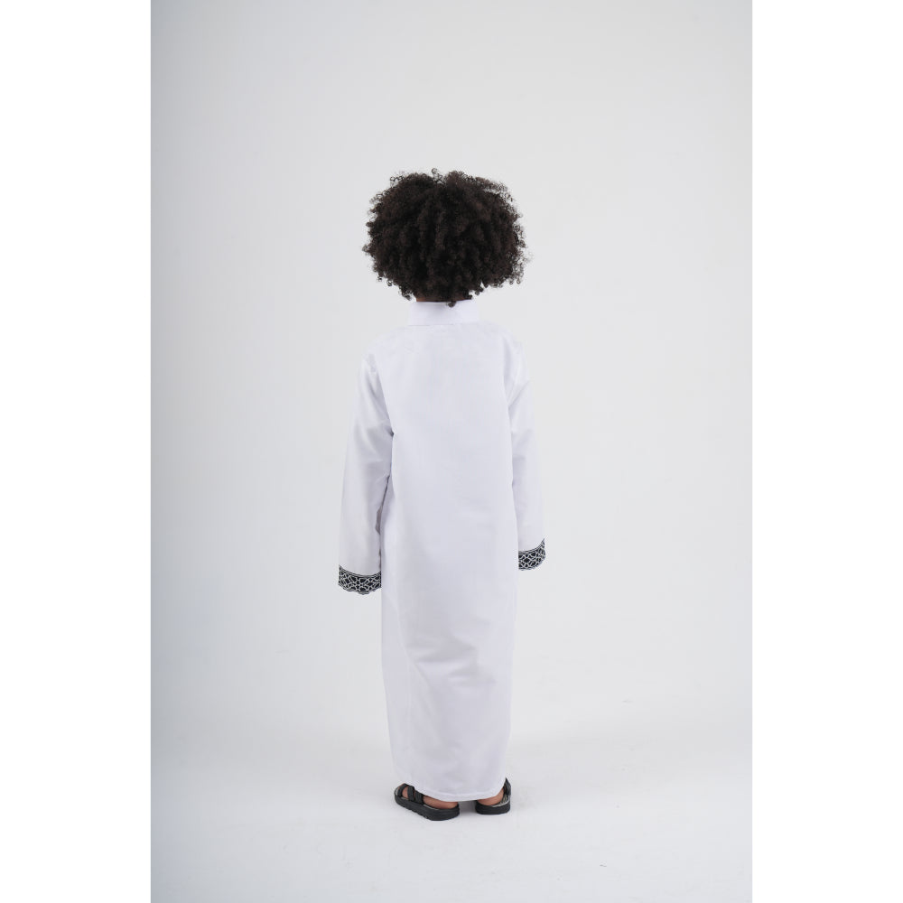 Boys Cotton Long-Sleeved Ramadan Jilbab – White