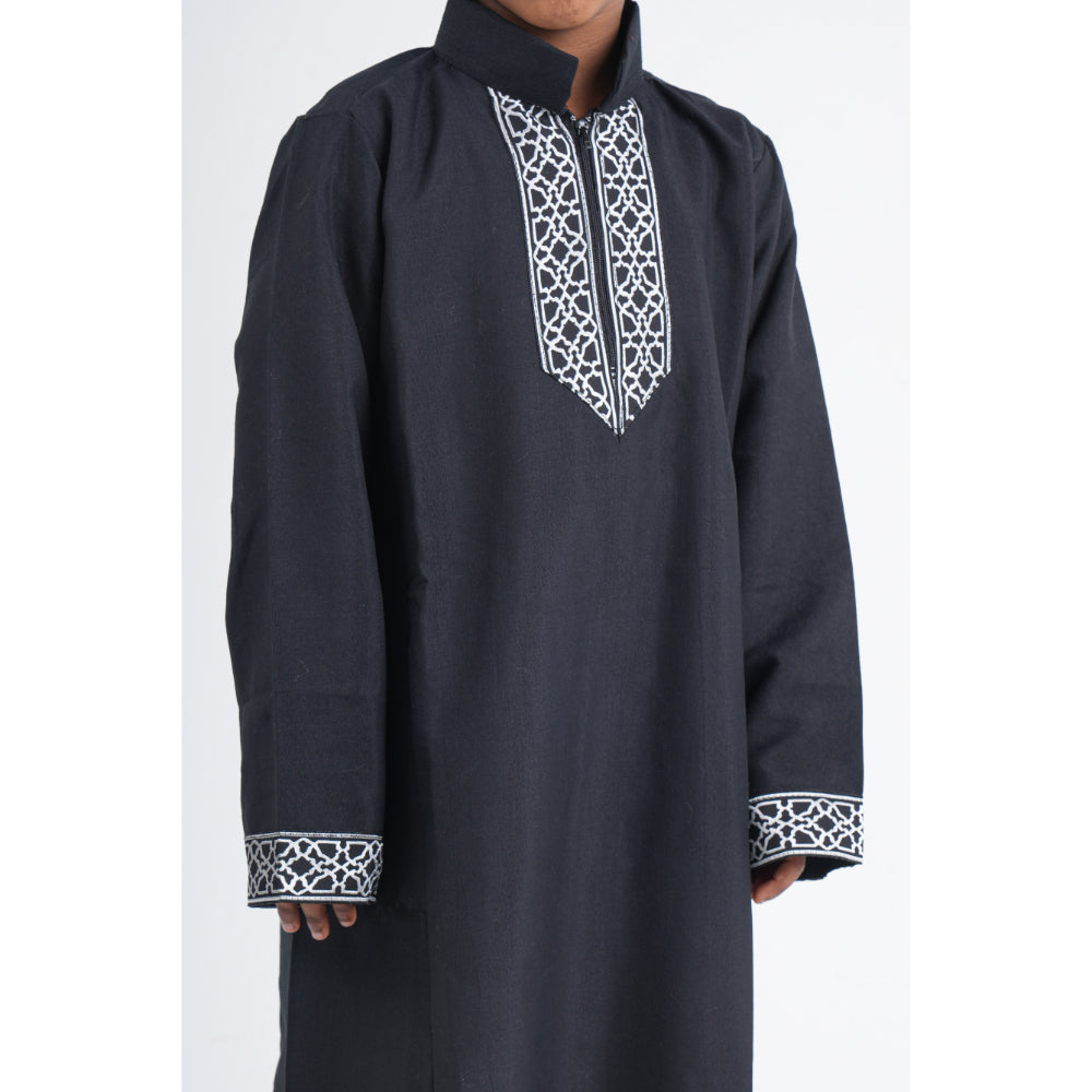 Boys Cotton Long-Sleeved Ramadan Jilbab – Black
