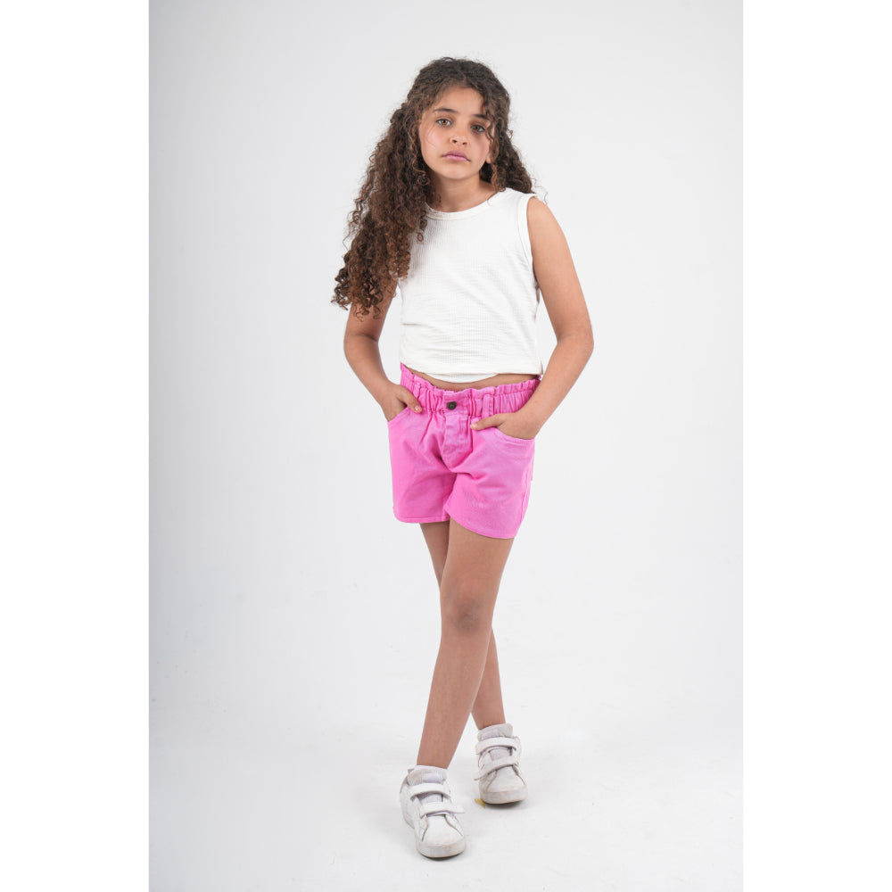 Girls Cotton Tank Top – Off white