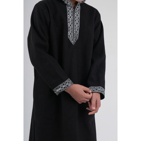 Boys Long-Sleeved Hooded Jilbab – Black