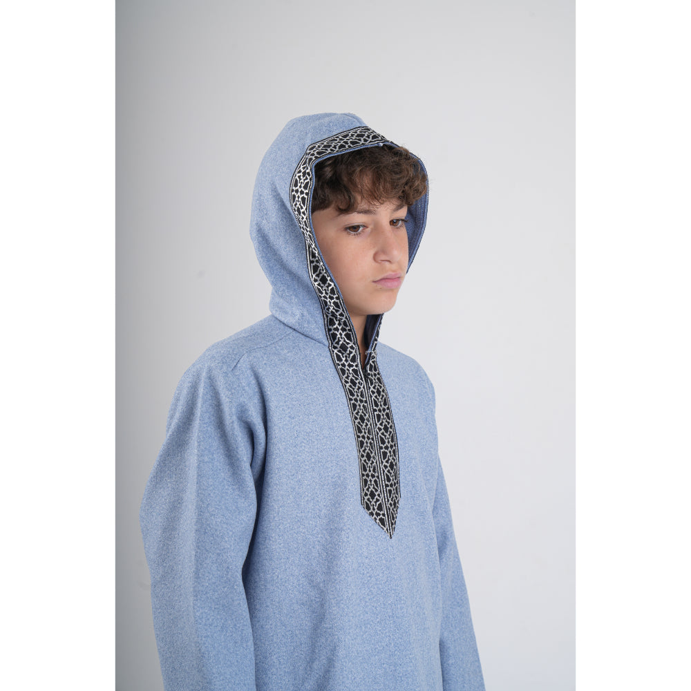 Boys Long-Sleeved Hooded Jilbab – Baby Blue