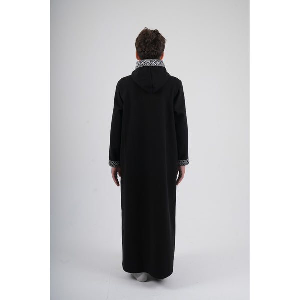 Boys Long-Sleeved Hooded Jilbab – Black