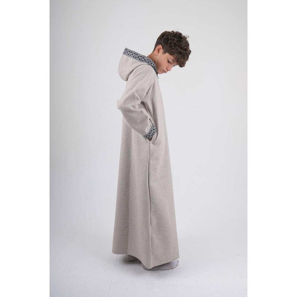 Baby Boys Long-Sleeved Hooded Jilbab – Beige
