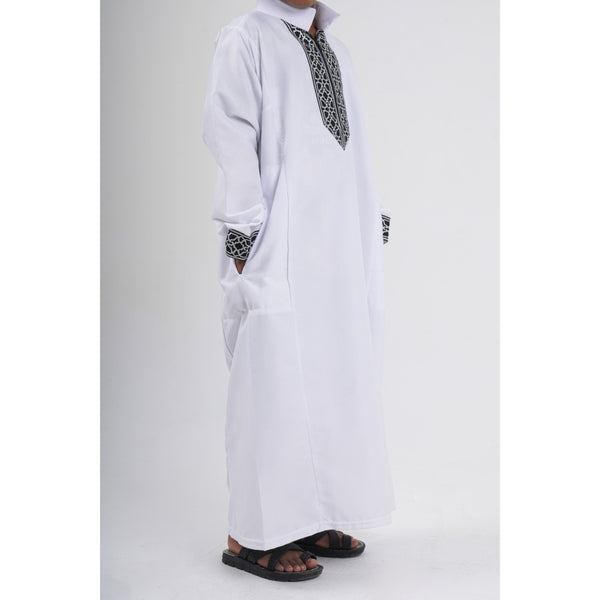 Boys Cotton Long-Sleeved Ramadan Jilbab – White