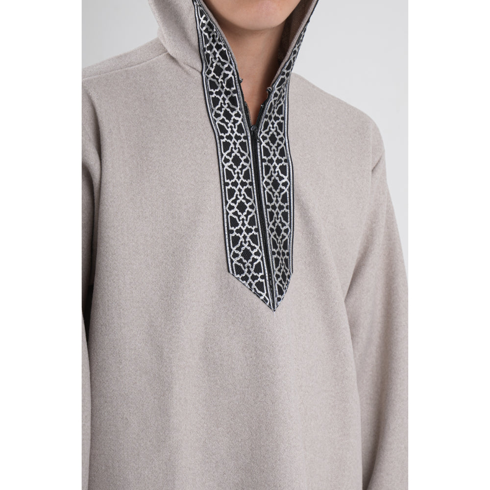 Baby Boys Long-Sleeved Hooded Jilbab – Beige