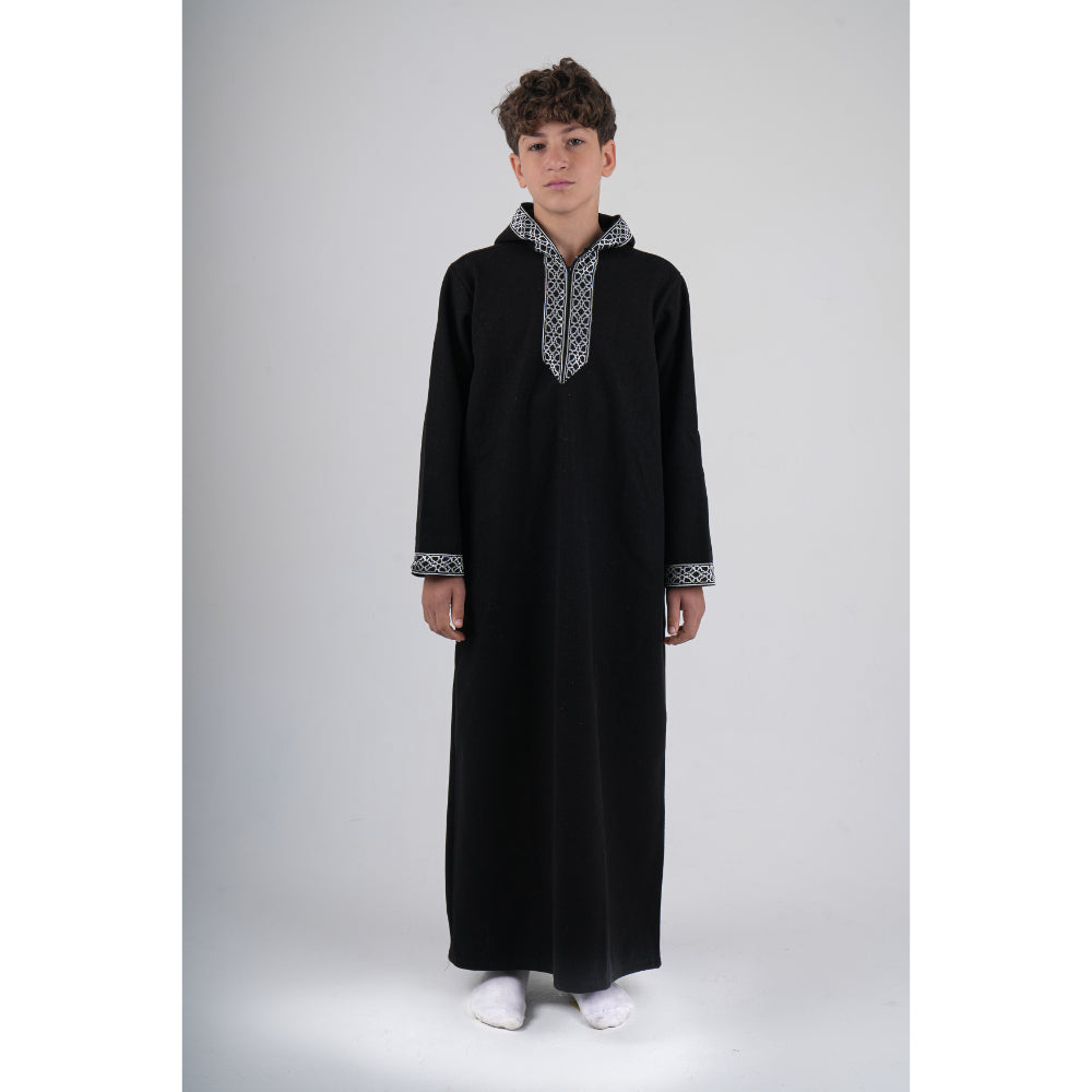Boys Long-Sleeved Hooded Jilbab – Black - Party - Ourkids