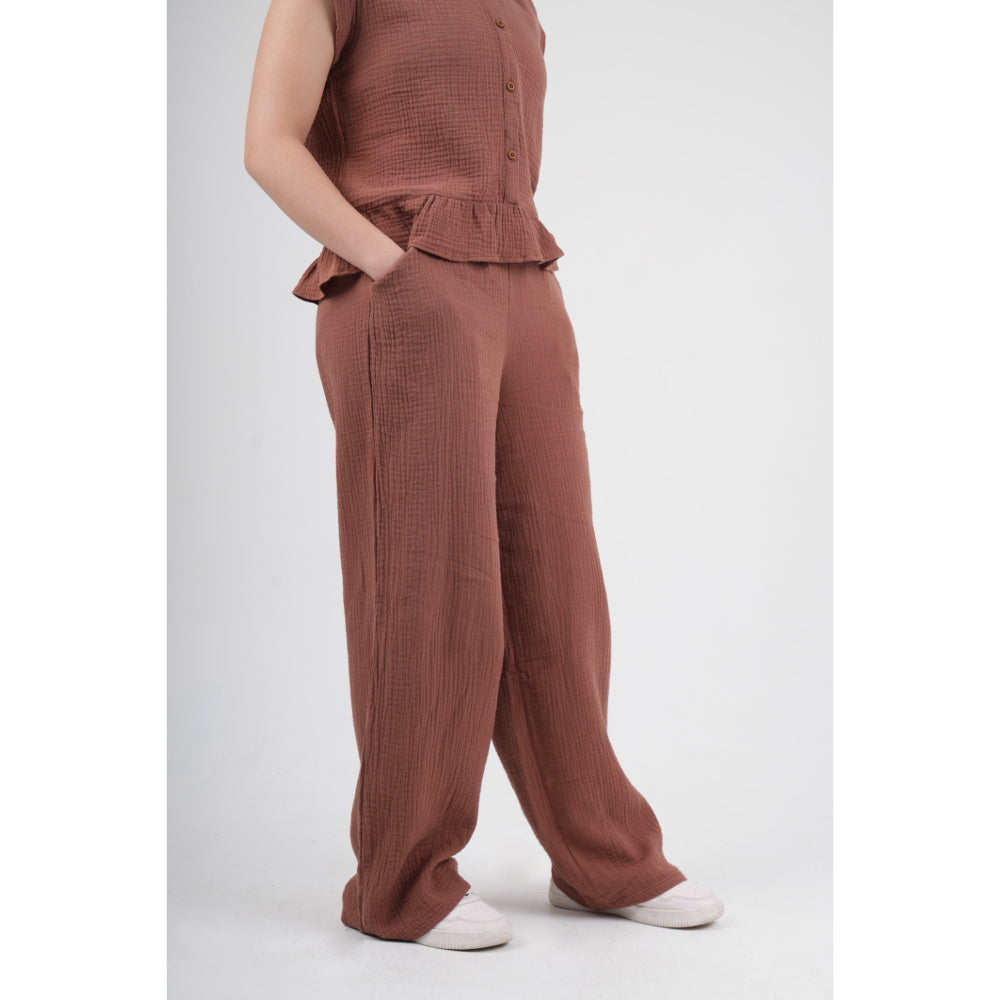 Girls Cotton Pants – Brown