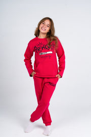 Girls Cotton Pajama Set – Fuchsia with "Princess" Print