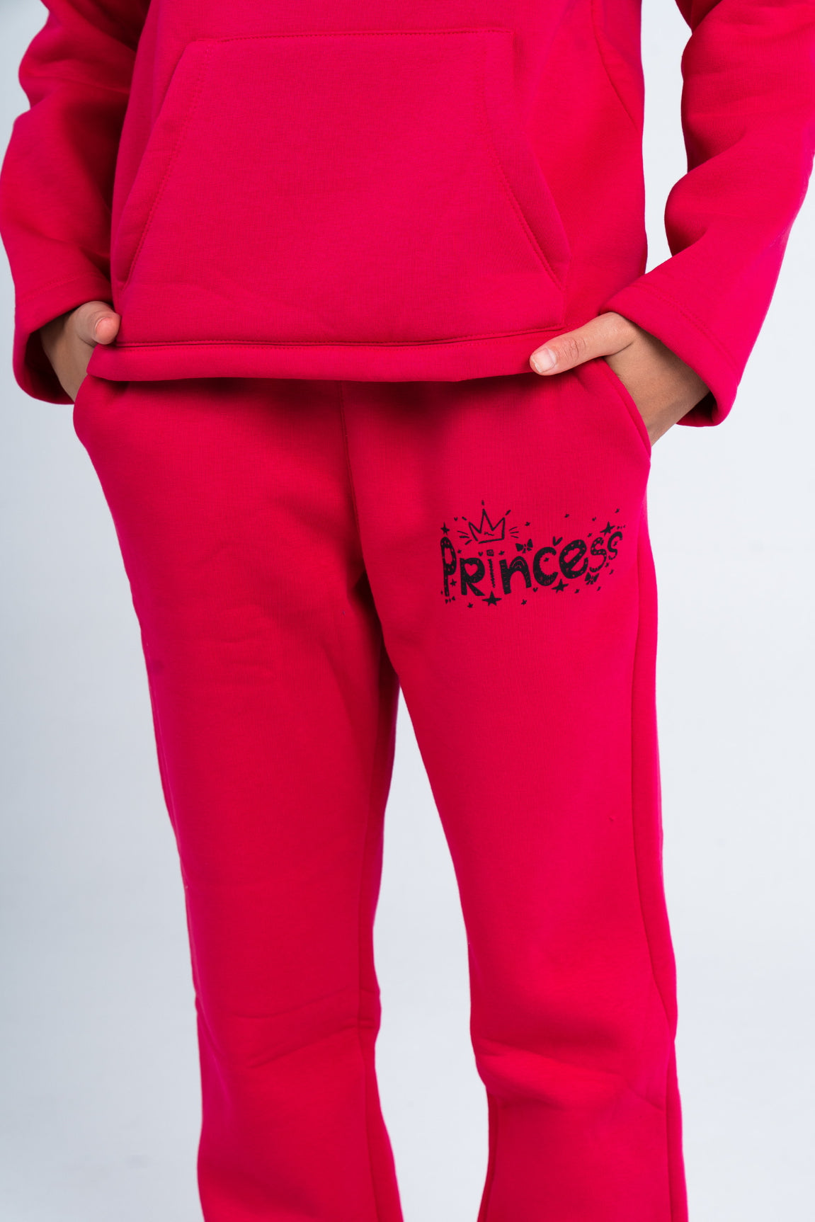Girls Cotton Pajama Set – Fuchsia with "Princess" Print