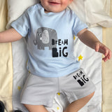 Baby Boys Cotton Pajama Set – Baby Blue "Dream Big" Print