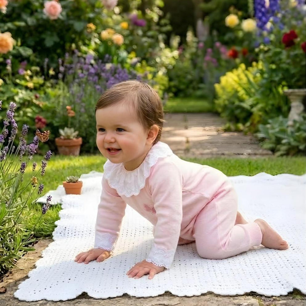 Baby Girls Cotton Flying Freely Footless Onesie – Pink