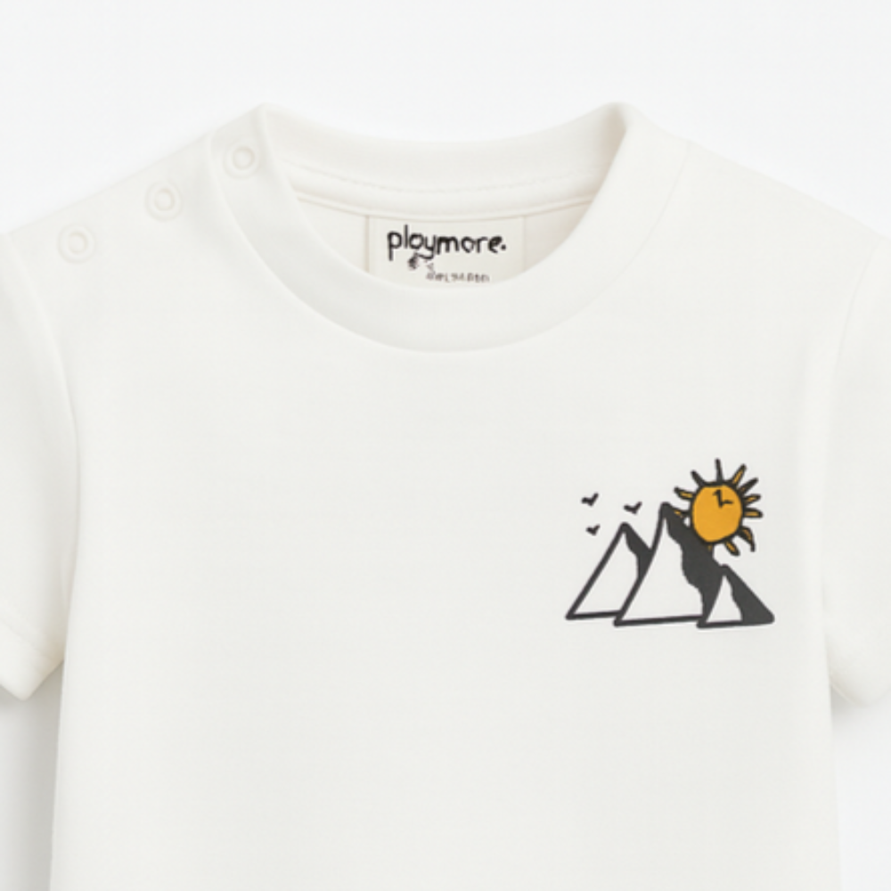 Unisex Baby Off-white Pyramids Cotton T-Shirt