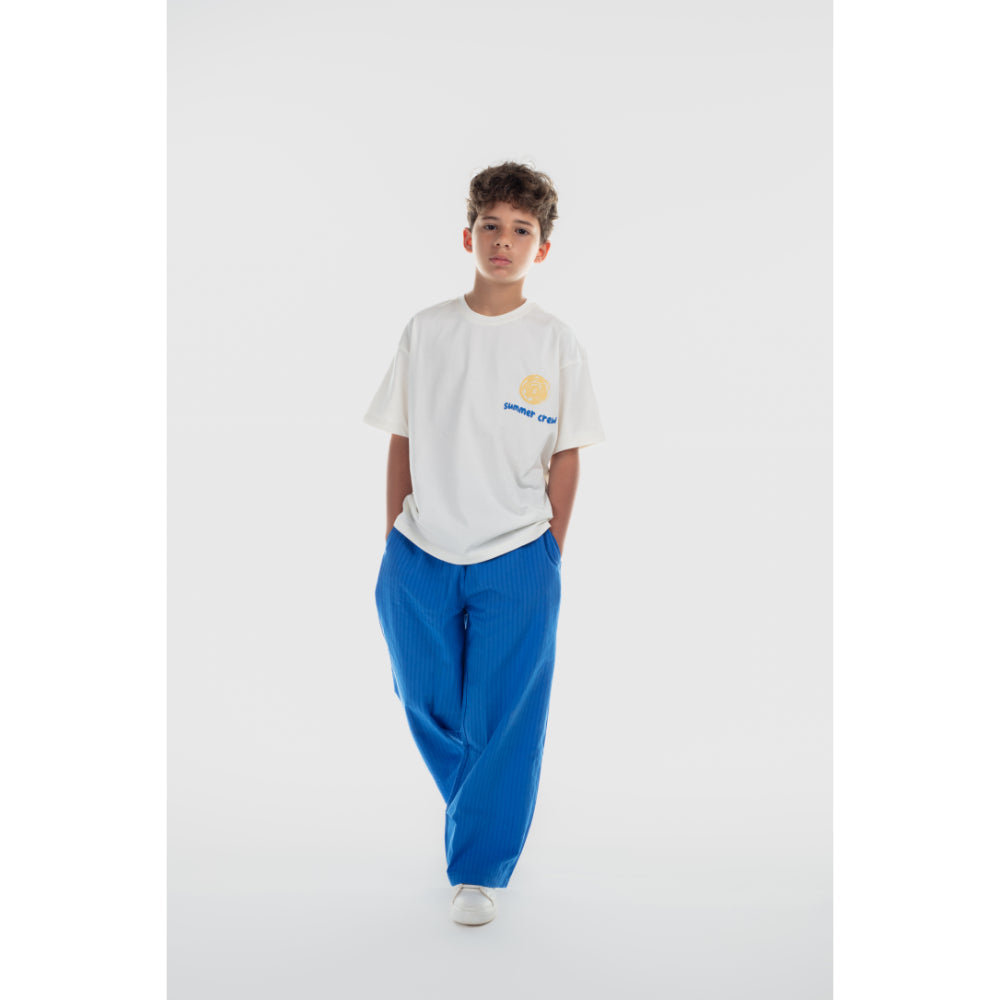 Unisex Cotton T-Shirt – Off-White with "Summer Crew" Print - Clothing - Playmore