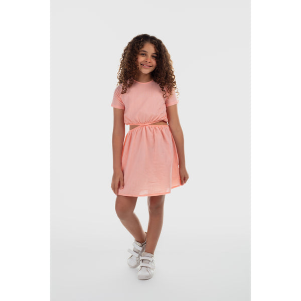 Girls Dress Cotton Dress – Salmon