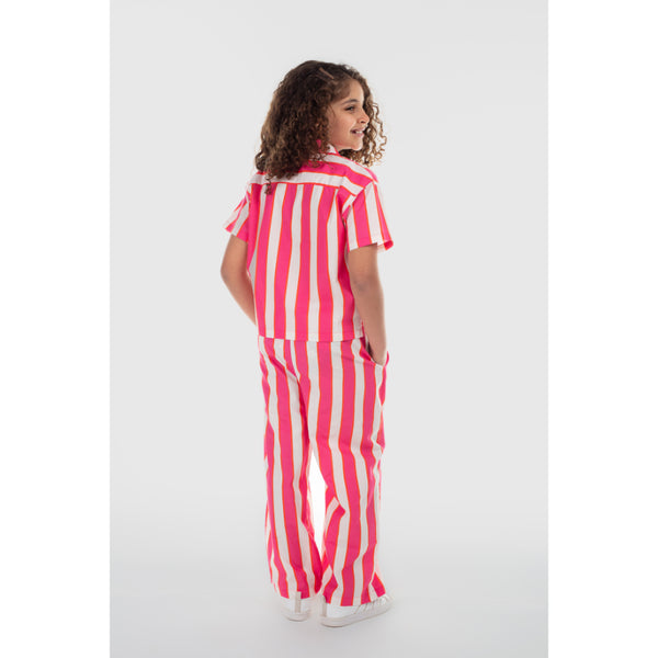 Girls Cotton Pants – Fuchsia & Off-White